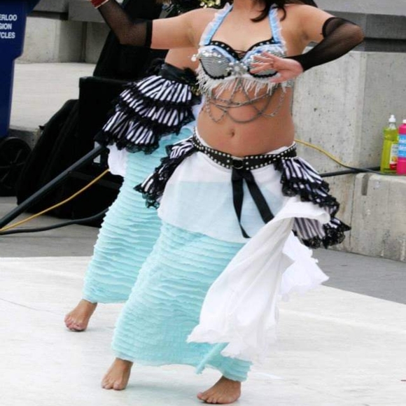 ❄️ 3/$25 Artisan Handmade Turquoise Ruffle Maxi Skirt - Picture 3 of 6